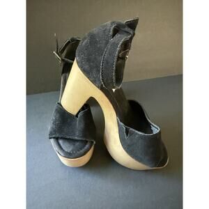 Steve Madden Lulla Platform Sandal Suede Black Leather Size Casual Boho Chunky
